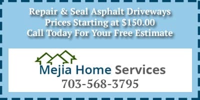Coupon for repair and sealing of asphalt driveways. Prices start at $150. Call to get free estiamte